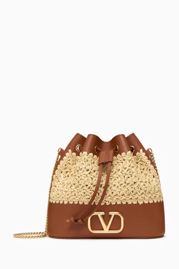 Valentino Garavani Mini Bucket Bag in Raffia