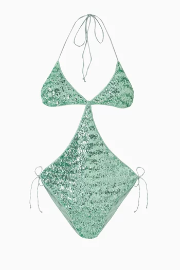 Paillettes Cut-out Sequin-embellished One-piece Swimsuit