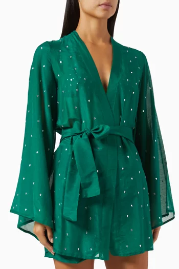 Gem Kaftan Mini Dress in Cotton-silk