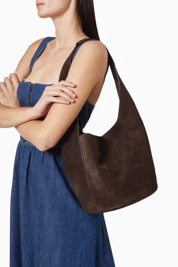 Medium Silvana Bucket Shoulder Bag in Suede