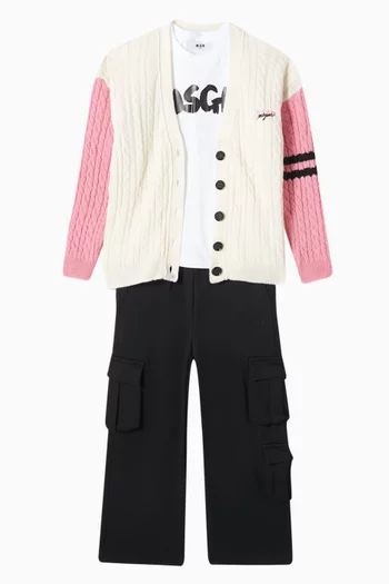 Logo Embroidered Cardigan in Wool-blend