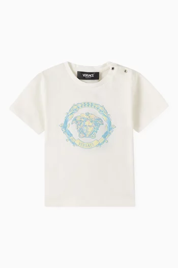 Barocco Wave Crest Logo T-shirt in Cotton