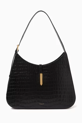 Large Tokyo Shoulder Bag in Croc-embossed Leather