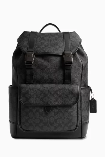 League Flap Backpack in Signature Canvas