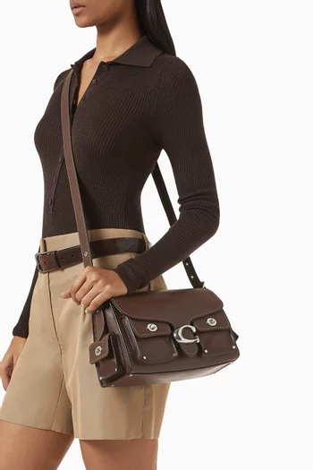 Cargo Turnlock Soft Tabby Shoulder Bag in Leather
