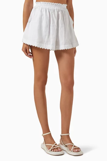Lora Scalloped Shorts in Linen
