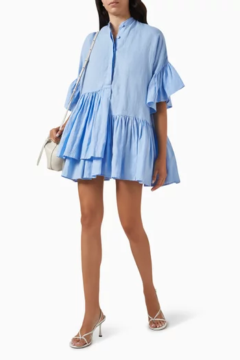 Tilda Printed Mini Dress in Linen