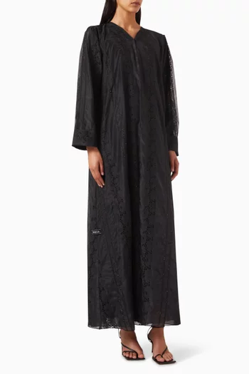 Beaded & Lace Embroidered Abaya in Organza