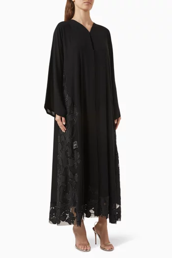 Lace-embroidered Abaya in Chiffon