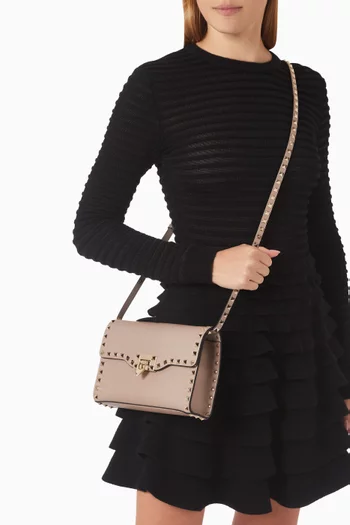 Small Rockstud Crossbody Bag in Grainy Calfskin