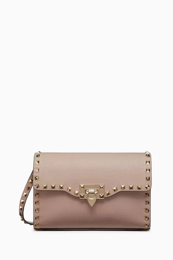Small Rockstud Crossbody Bag in Grainy Calfskin