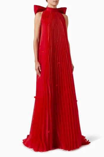 Pleated A-line Gown in Organza