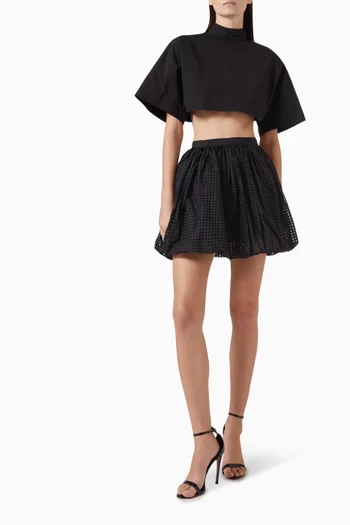Highneck Crop Top in Cotton-poplin