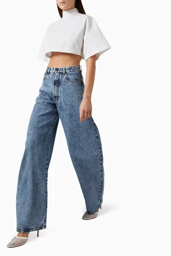Highneck Crop Top in Cotton-poplin