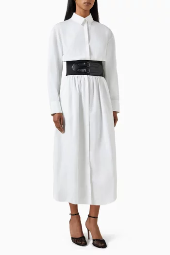 Belted Shirt Dress in Cotton Poplin