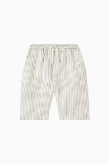 Logo Label Shorts in Linen