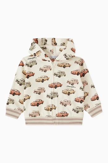 Car-print Hoodie in Cotton Jersey