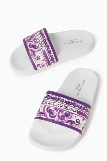 Majolica Pattern Slide Sandals in Rubber