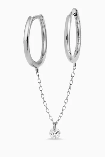 Double Chain Diamond Hoop Earrings in 18kt White Gold