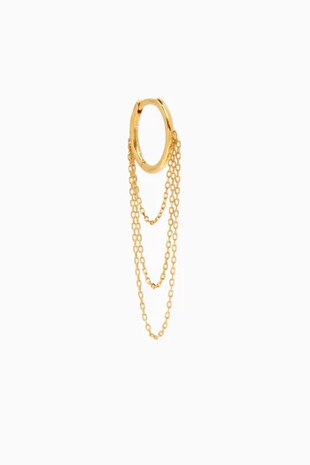 Single Hoop Earring with Chain in 18kt Yellow Gold