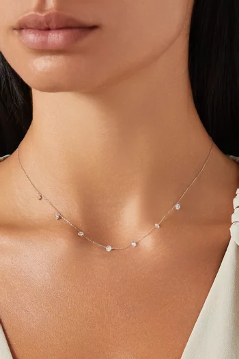 Floating Diamond Necklace in 18kt White Gold