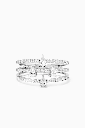 Hera 3-layer Pear Diamond Ring in 18kt White Gold