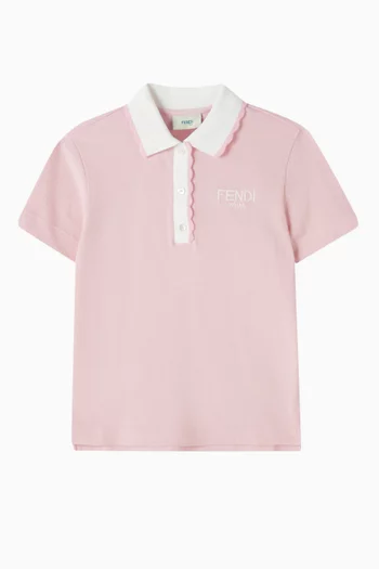 Logo Embroiderd Polo Shirt in Cotton Pique