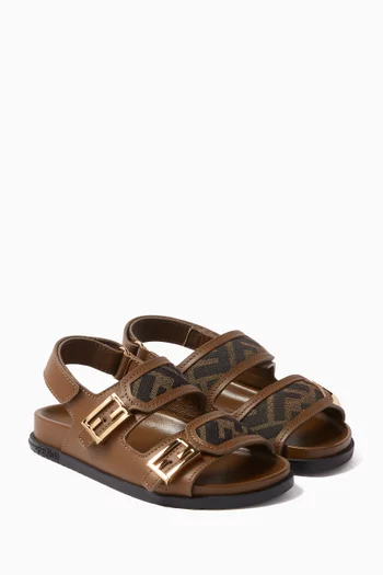 FF Logo Sandals in Leather