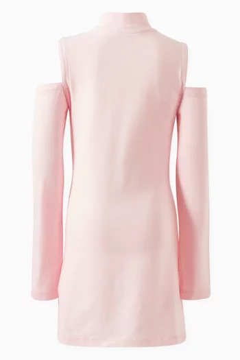Logo Cut-out Dress in Cotton Jersey