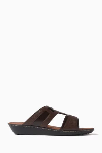 Double T Sandals in Grained Leather