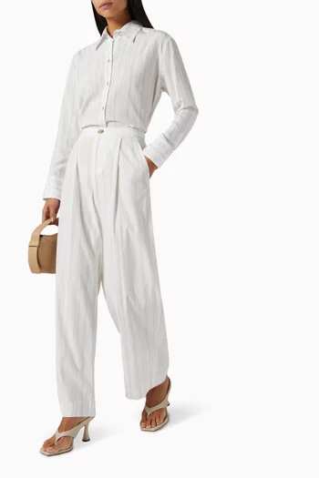 Striped Pleated Pants in Lenzing™ ECOVERO™ Viscose