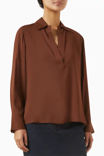 Polo Top in Stretch Silk