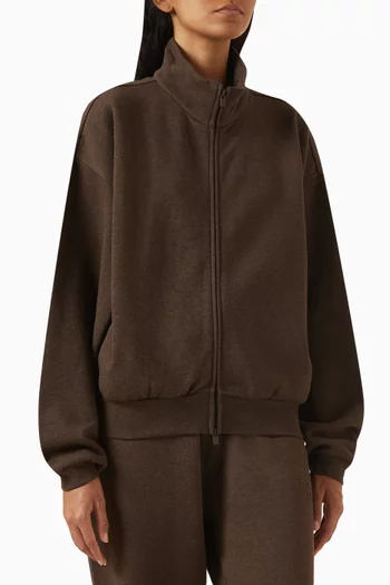 High-neck Zip-up Jacket in Cotton-fleece