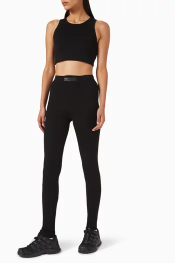 Ribbed Leggings in Cotton Blend