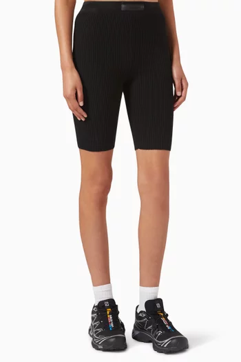 Ribbed Biker Shorts in Cotton Blend