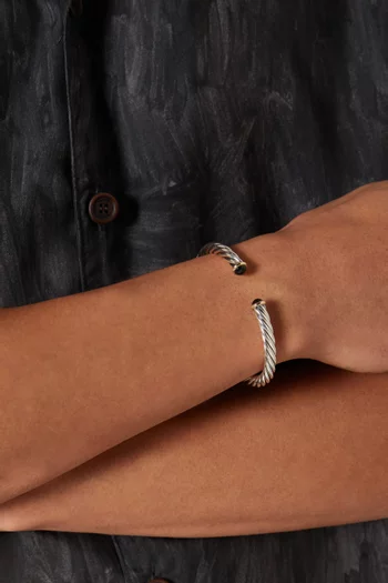Cable Cuff Onyx Bracelet in Sterling Silver