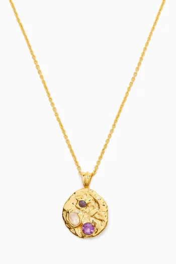 Gemstone Pendant Necklace in 18kt Gold-plated Bronze