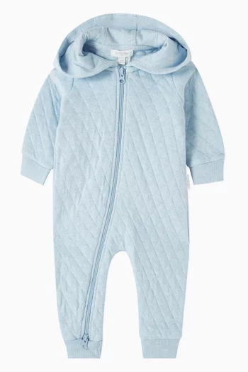 Quilted Hooded Growsuit in Organic Cotton-blend
