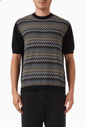 Chevron Short-sleeve Sweater in Cotton