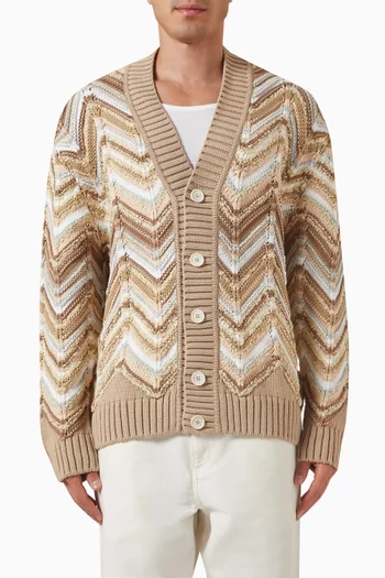 Chevron Cardigan in Cotton-wool