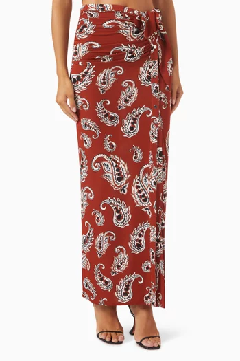 Paisley-print Maxi Skirt in Jersey