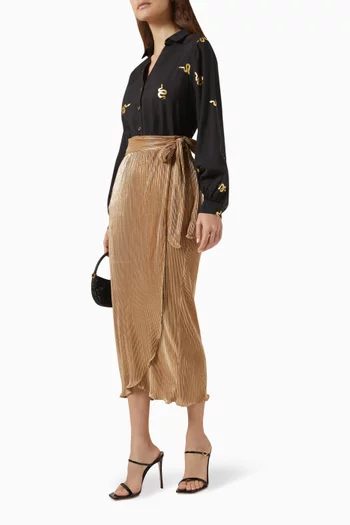 Jaspre Wrap Plisse Midi Skirt