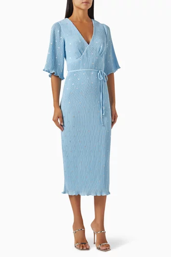 Emma Tie-waist Midi Dress in Viscose