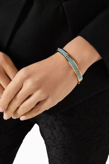 Pegged C Enamel Hinged Bangle in Gold-plated Brass