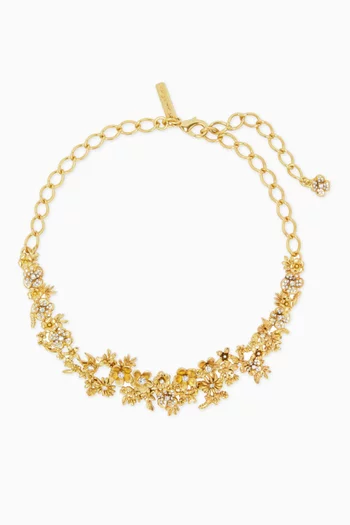 Flower Garden Crystal Necklace in Brass