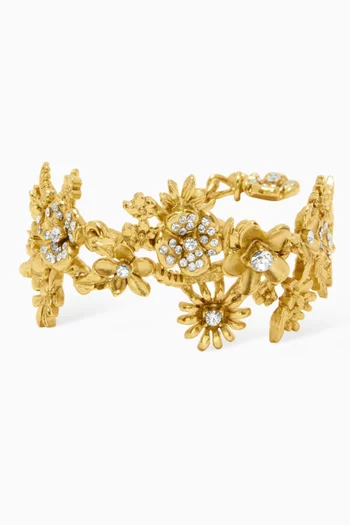 Flower Garden Crystal Bracelet in Brass