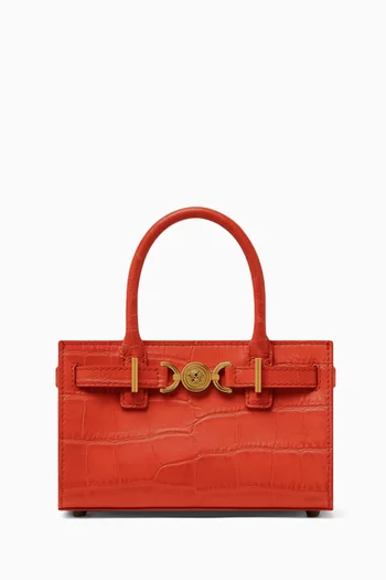 Mini Medusa '95 Tote Bag in Croc-embossed Leather