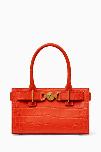 Small Medusa '95 Tote Bag in Croc-embossed Leather