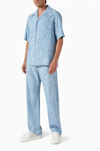Barocco-print Shirt in Chambray Denim