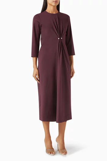 Sara Gathered Midi Dress in Cotton Jersey